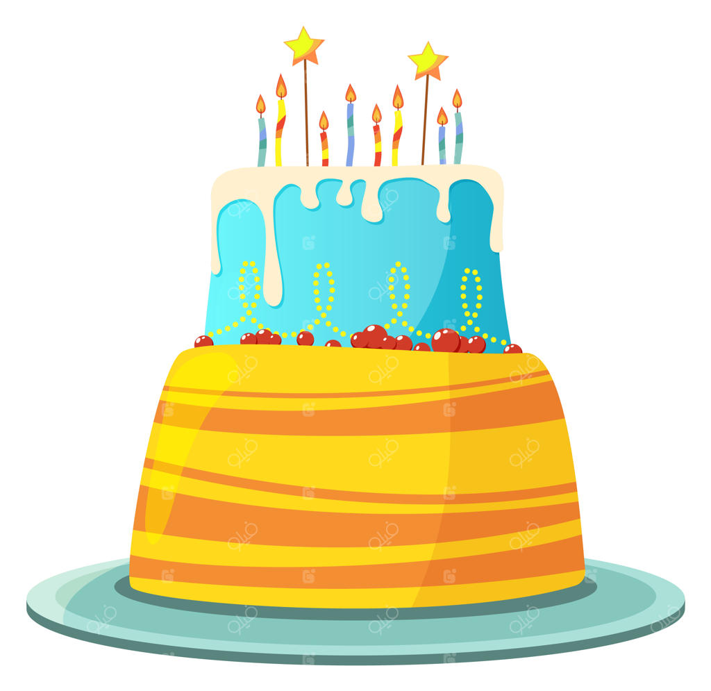 نماد جشن سالگرد کیک تولد در انیمیشن‌های شیرینی و خامه‌ای