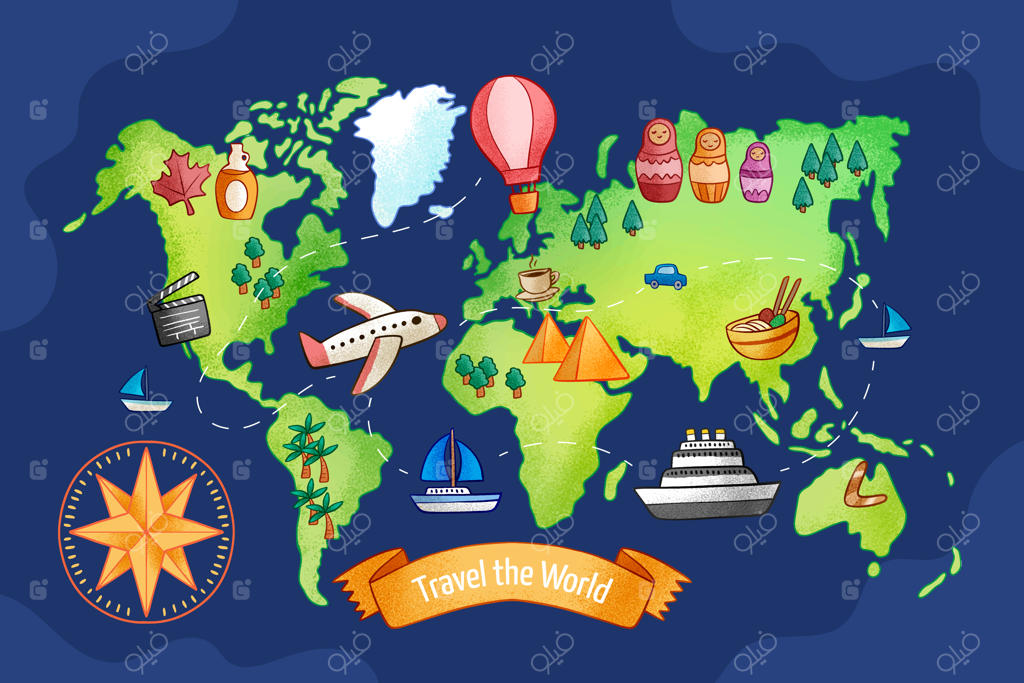 تصویر دست‌کشیده نقشه جهان