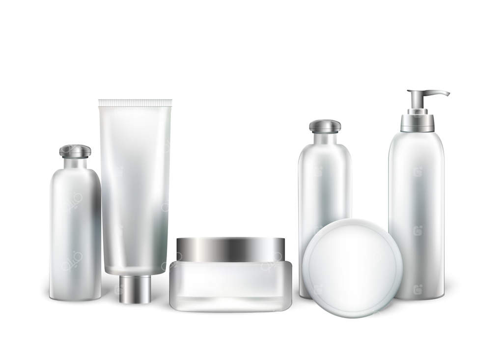 مجموعه بطری‌ها و تیوپ‌های سفید برای لوازم آرایشی