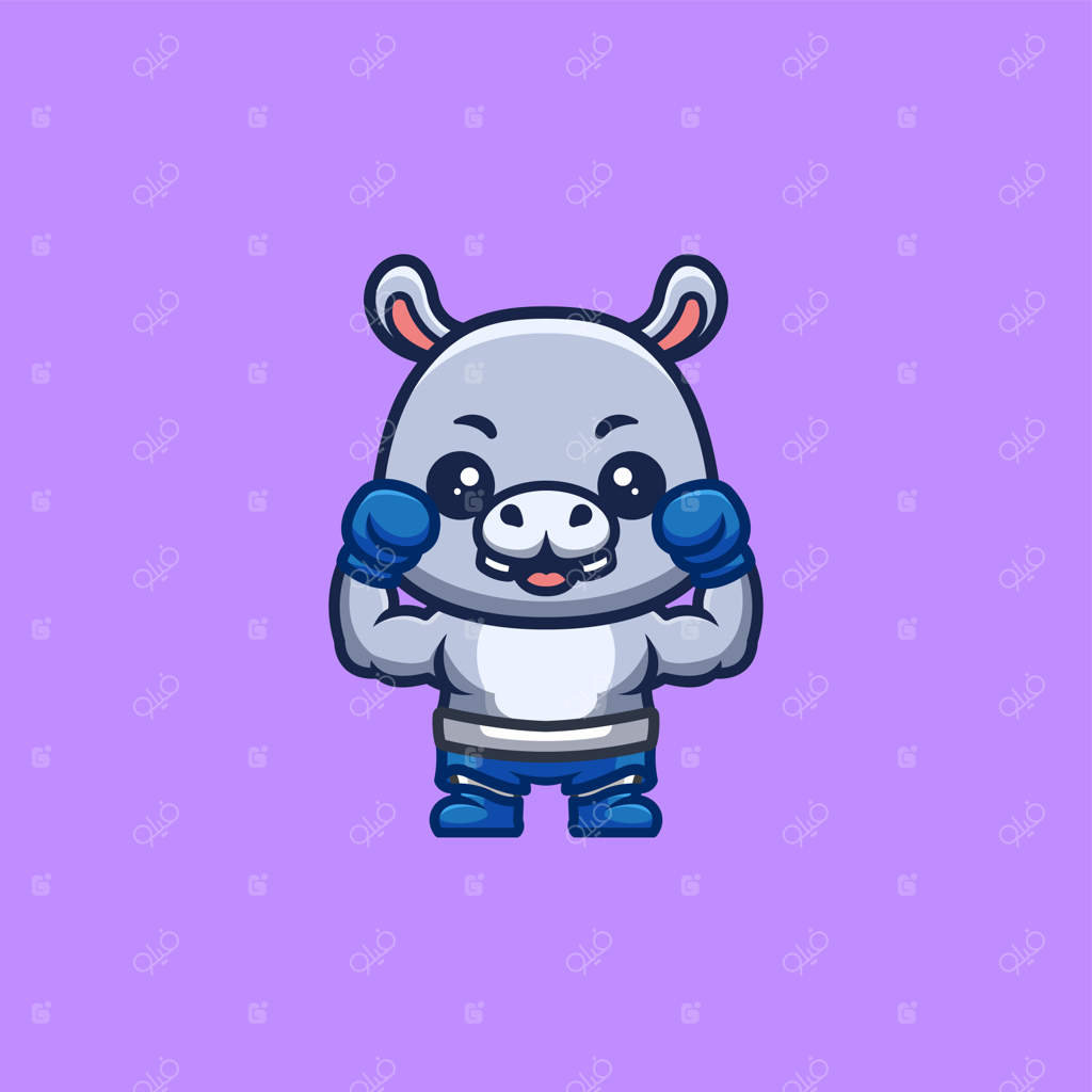 لوگوی کارتونی بامزه و خلاقانه از هیپوی بوکسور