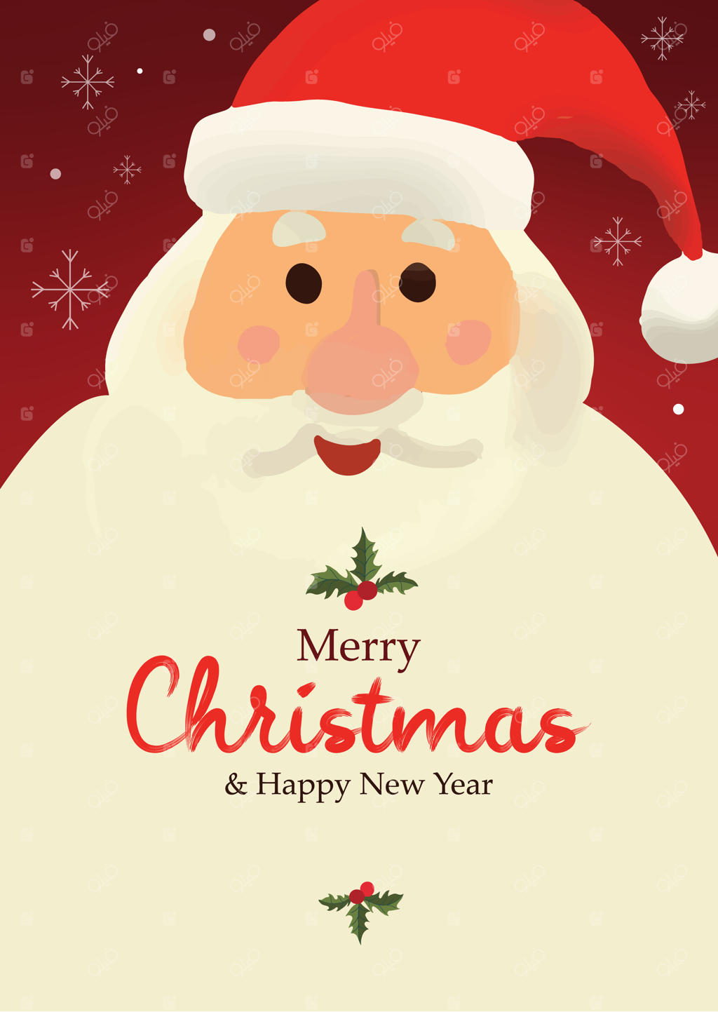 زمینه کریسمس با چهره شاد بابانوئل