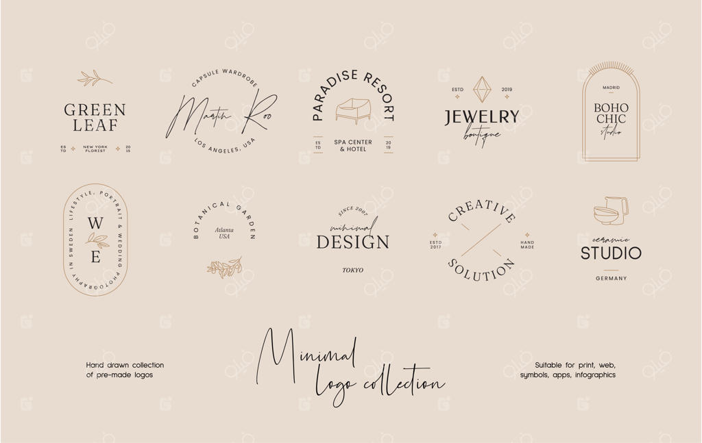 الگوی طراحی لوگوی بوهیمیایی با هنر خط دستی وکتور