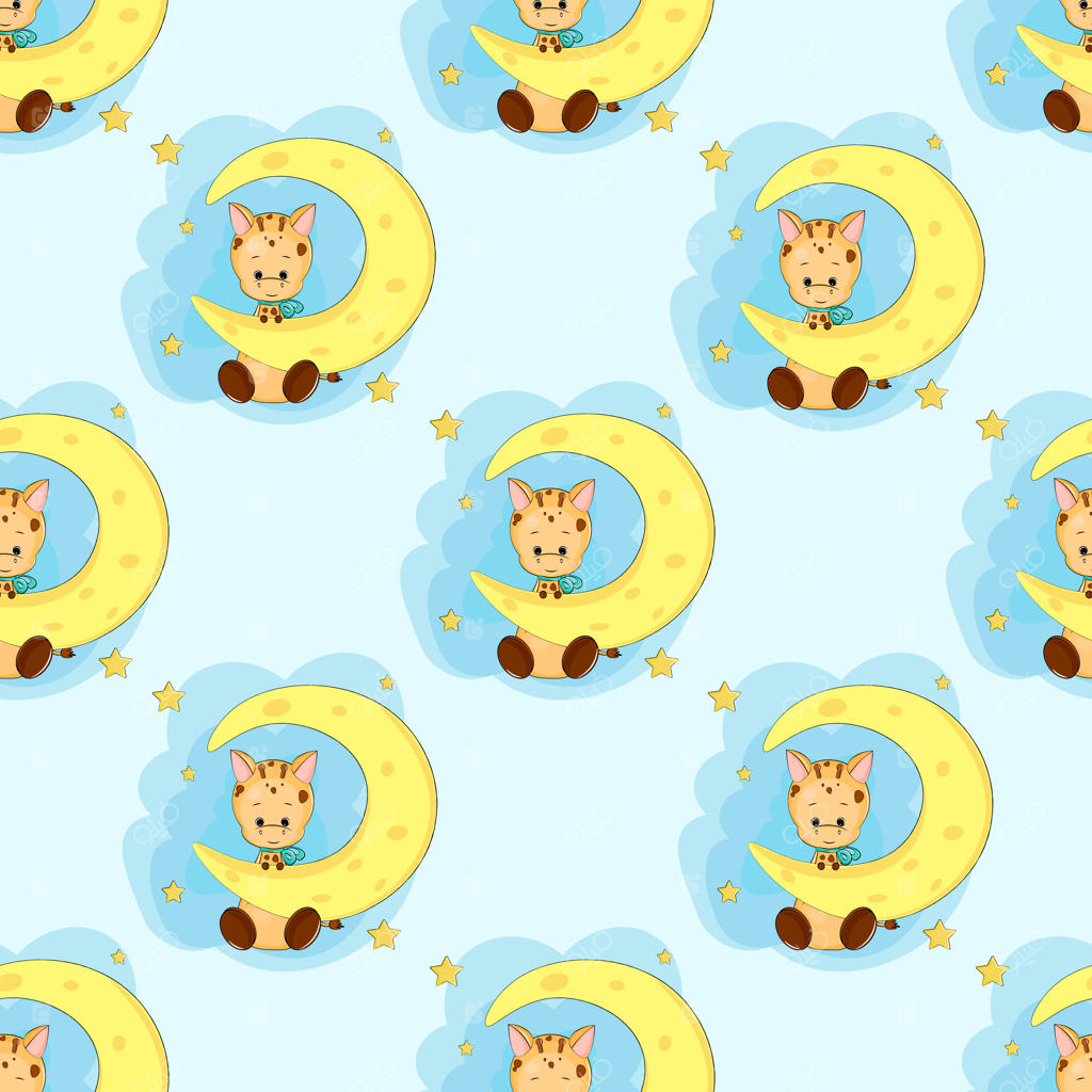 طرح زرافه بامزه روی ماه