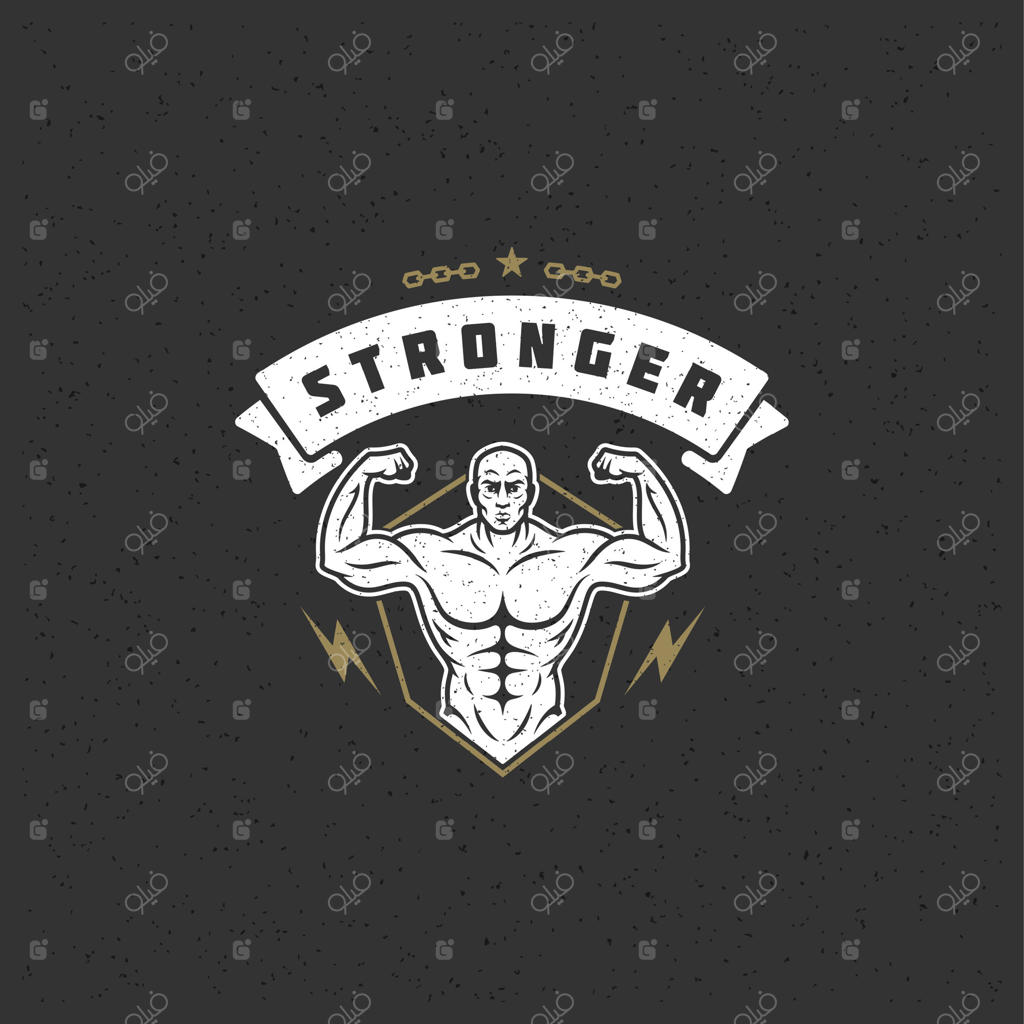 طرح لوگو یا نشان مرد بدنساز، نماد سیلوئت بدنسازی مردانه
