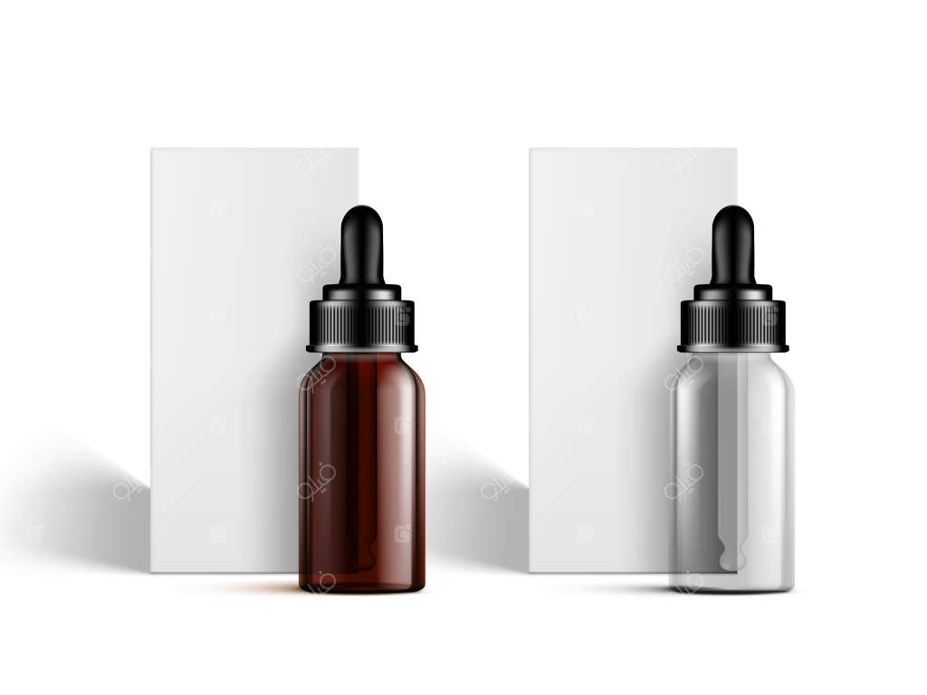 بطری شیشه‌ای قطره‌چکان روغن اساسی سه‌بعدی