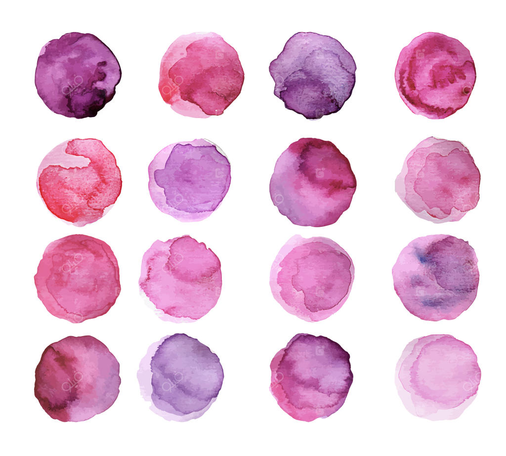 مجموعه لکه‌های آبرنگی بنفش