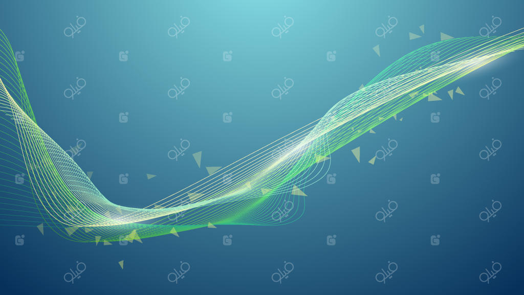 منحنی روان و انتزاعی روی زمینه سبز با نور ملایم