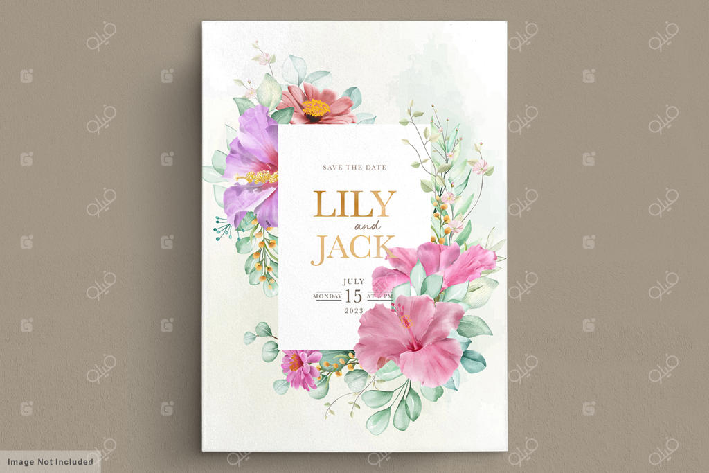 کارت عروسی با قاب گل‌های شکوفه‌دار