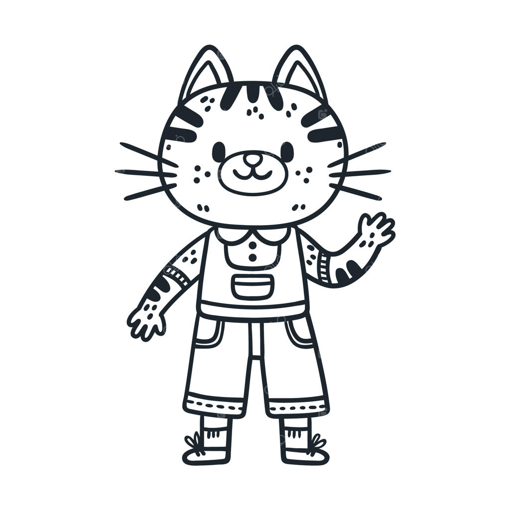 تصویرسازی خطی و دستی گربه