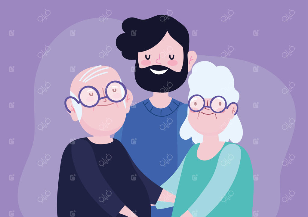 پدربزرگ، مادربزرگ و پسر بزرگسال
