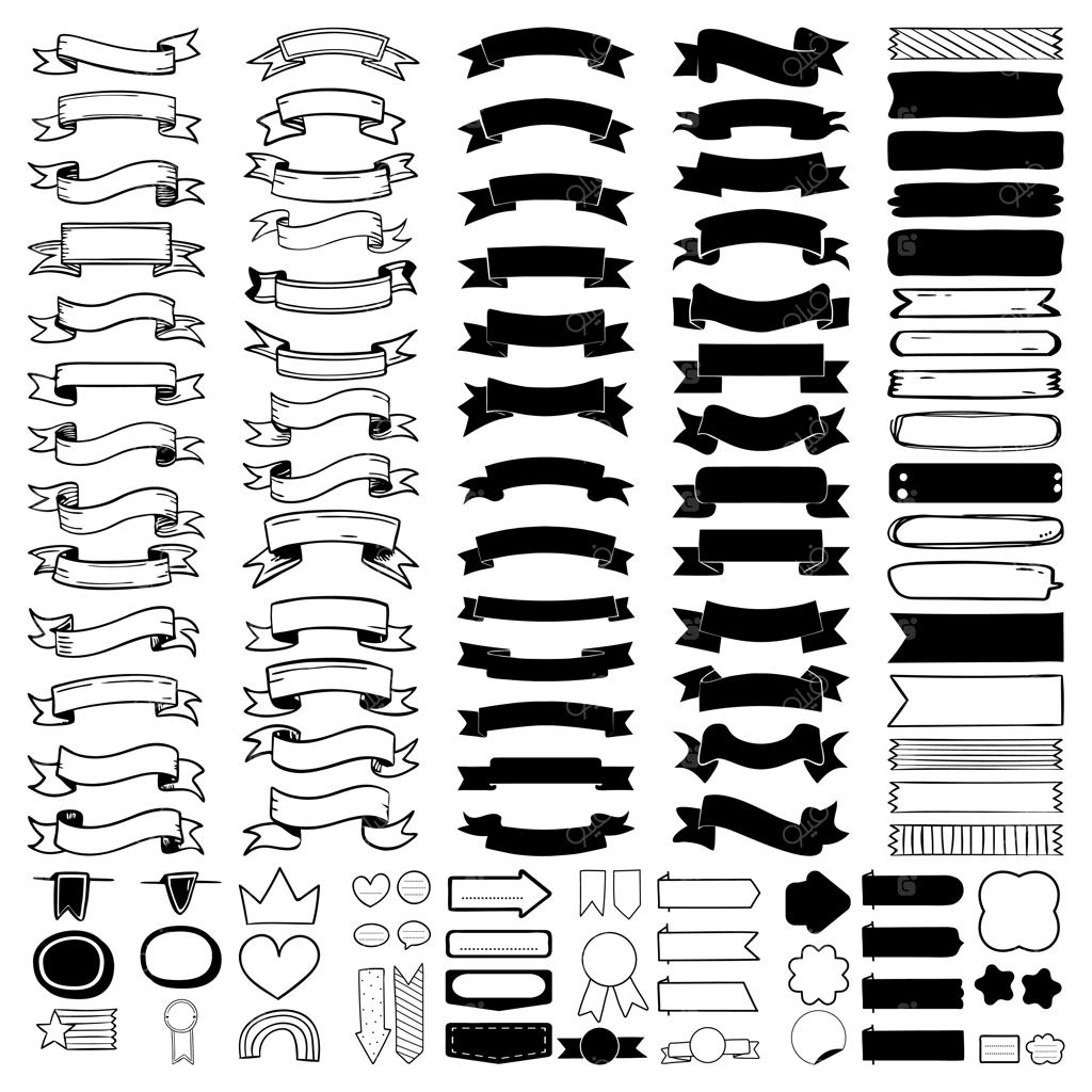 مجموعه وکتور روبان، بنر، نشان‌های ستاره‌ای و برچسب در سبک‌های وینتیج، مدرن و ساده