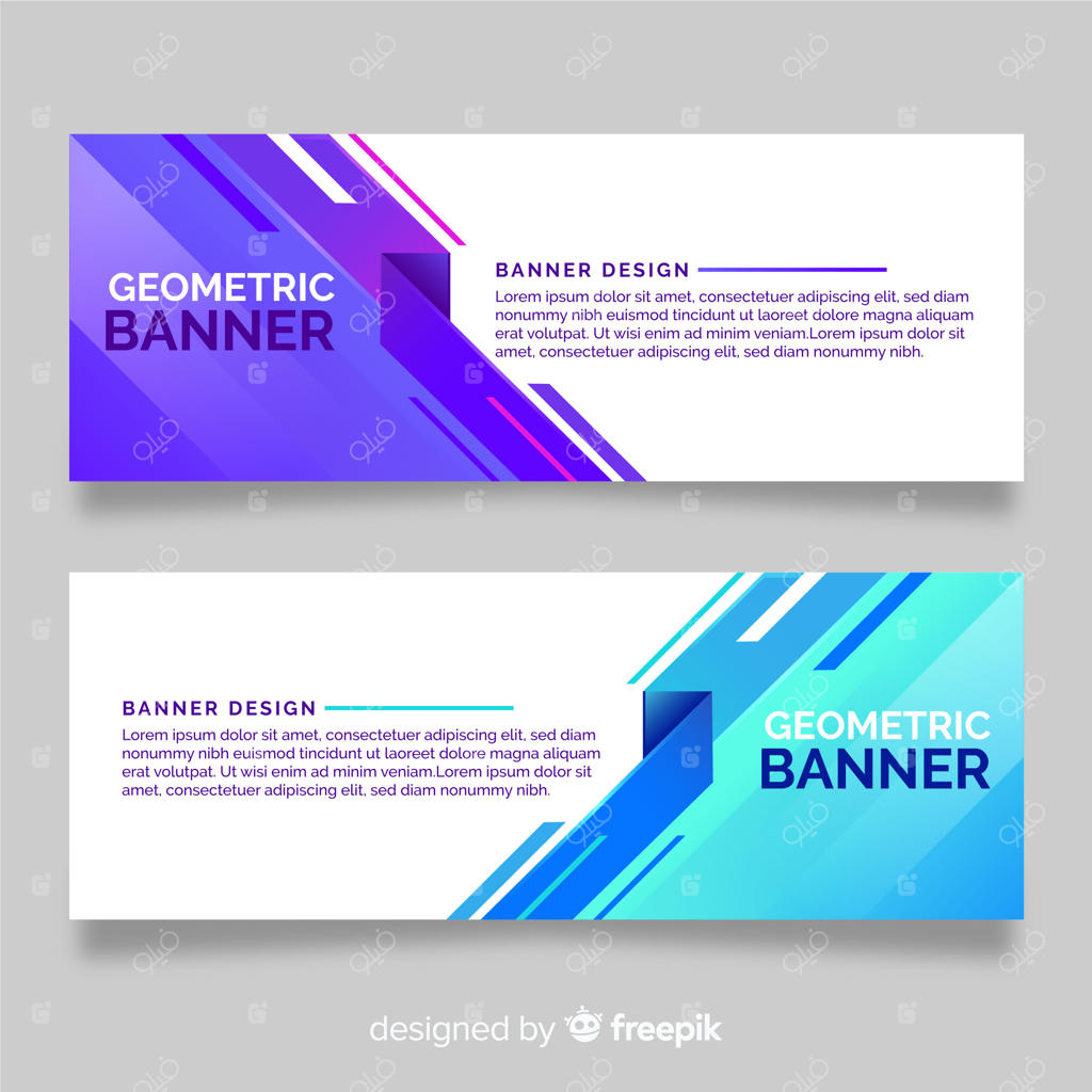 مجموعه‌ای از بنرها با اشکال هندسی