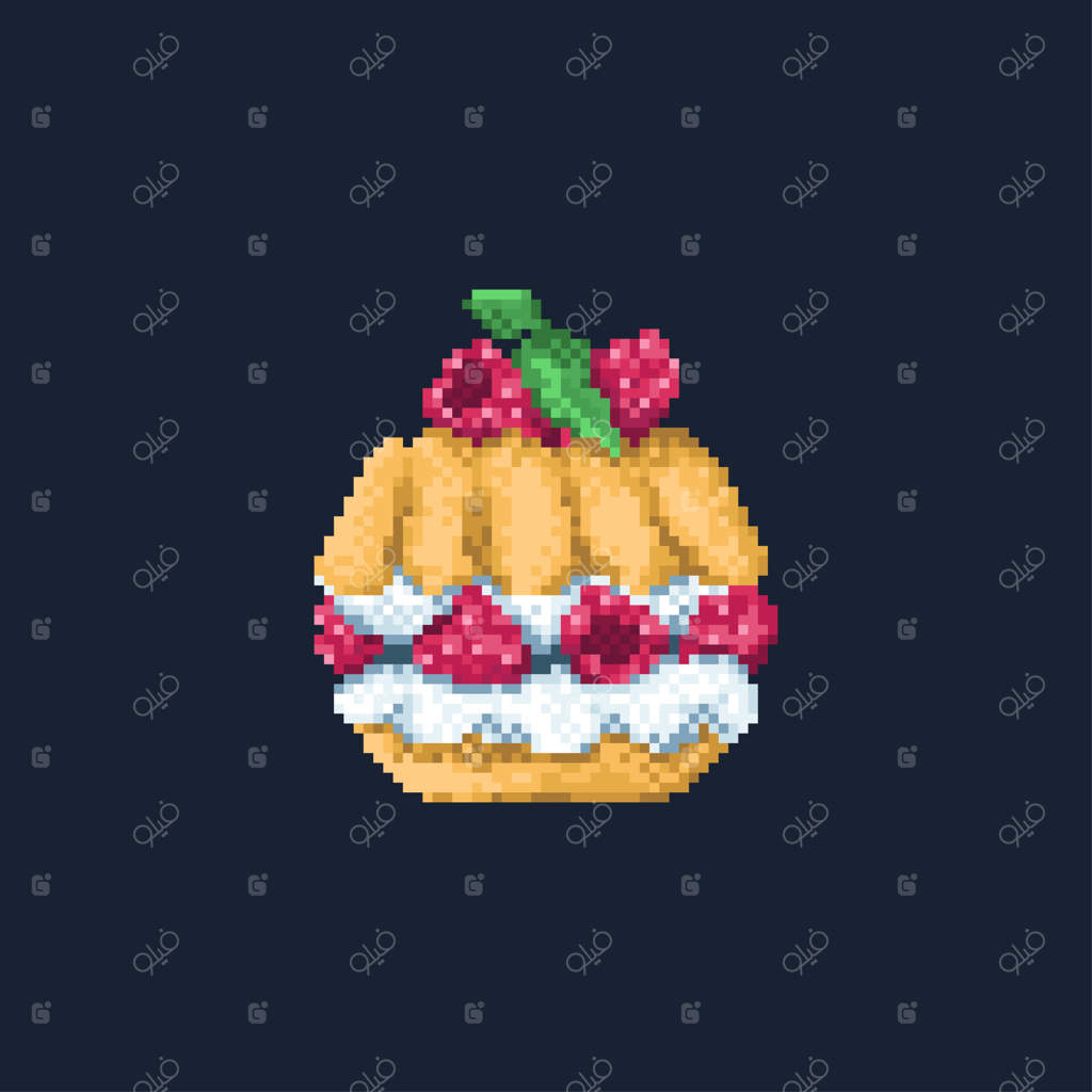 دسر پیکسلی: نان لوش با کرم و تمشک در زمینه تیره