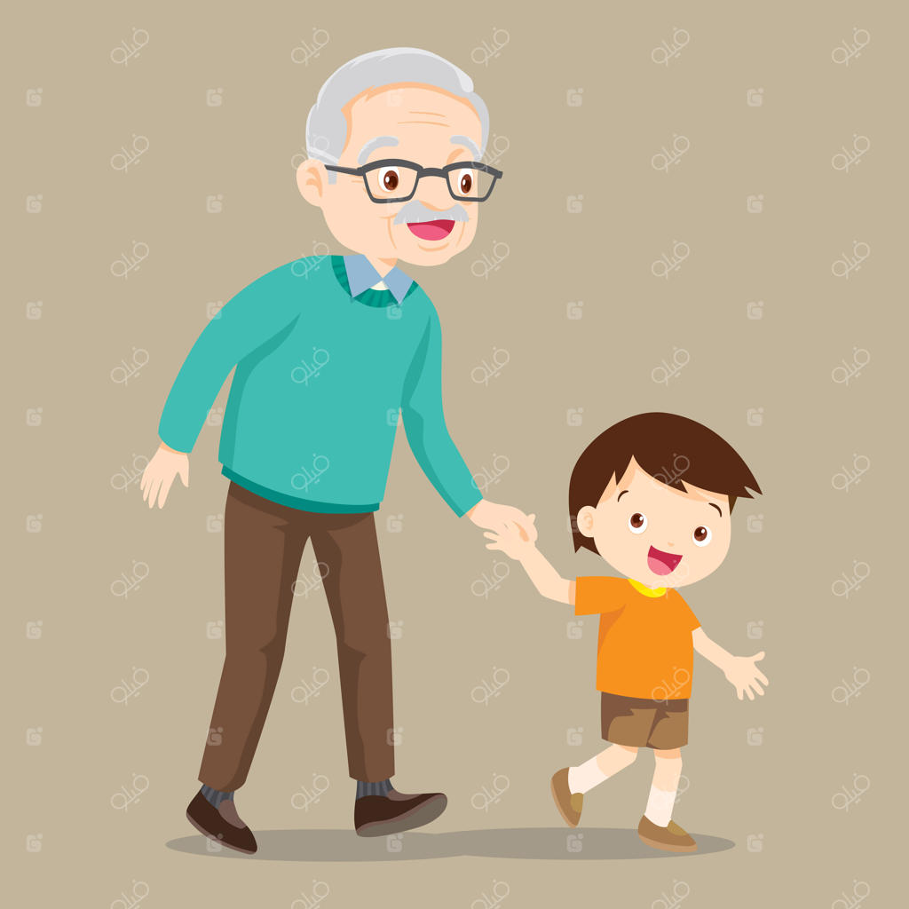 قدم زدن نوه با پدربزرگ
