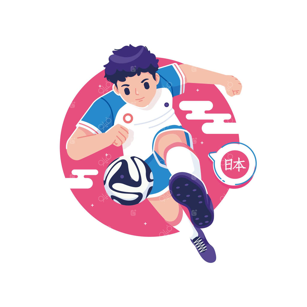 بازیکن فوتبال در حال ضربه زدن به توپ