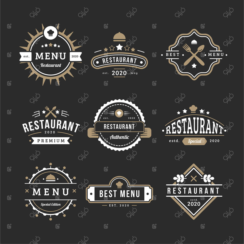 منوی مجموعه لوگوهای نوستالژیک کافی‌شاپ