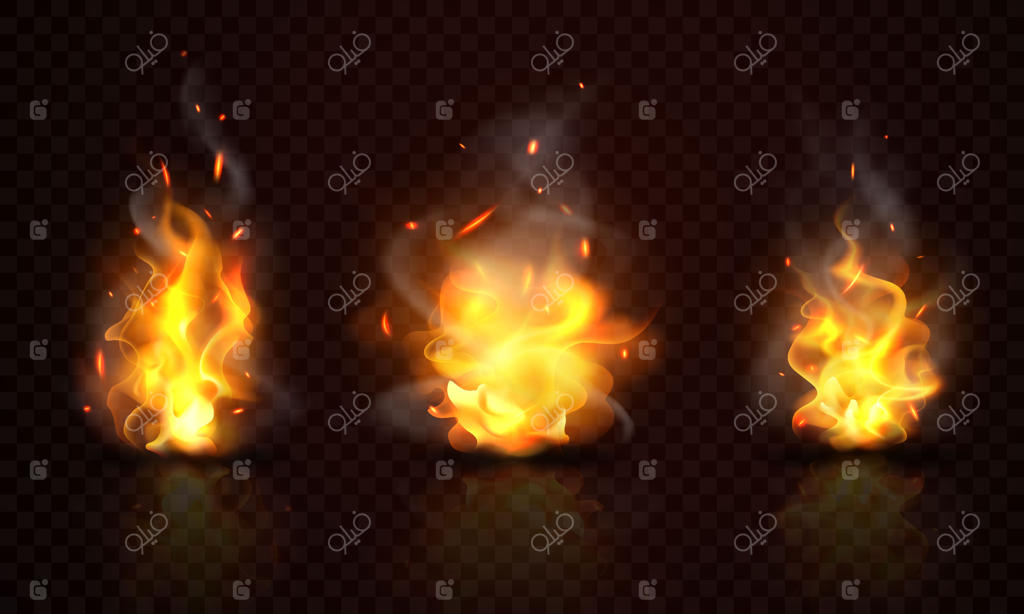 جرقه‌های گداخته و شعله‌های واقعی آتش