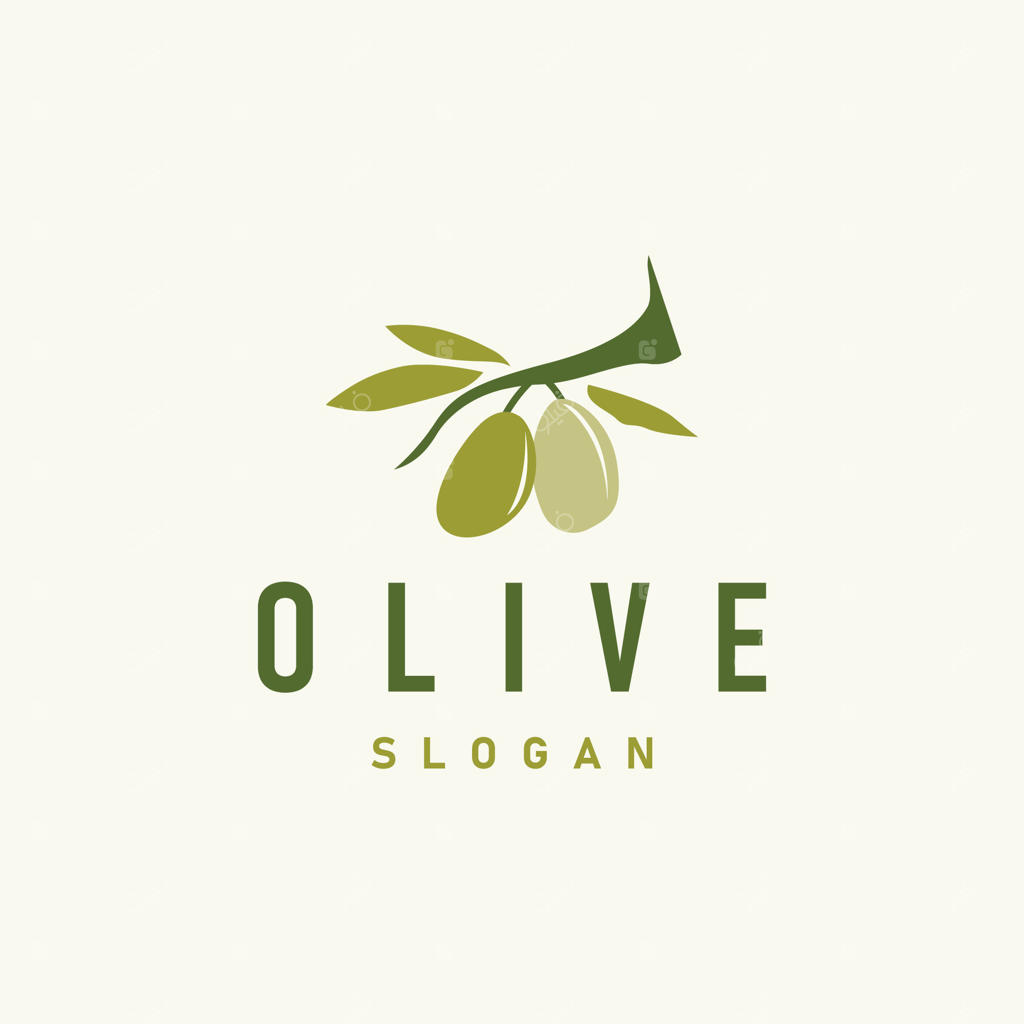 طراحی لوگوی روغن زیتون: آیکون ساده و شیک باغ گیاهان دارویی و برگ زیتون