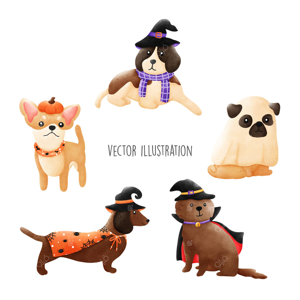 تصویر وکتور بامزه سگ تولد آبرنگی