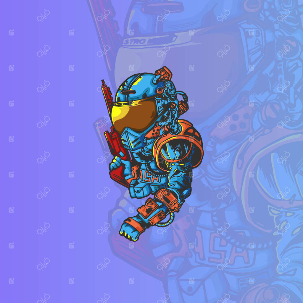 طراحی هنری فضانورد برای لوگوی تی‌شرت و پوستر 05