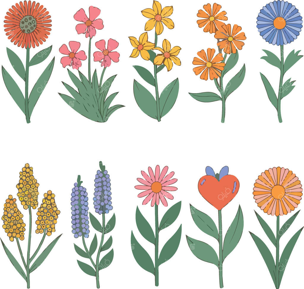 برچسب‌ های تصویرسازی گل‌های رنگارنگ باغچه