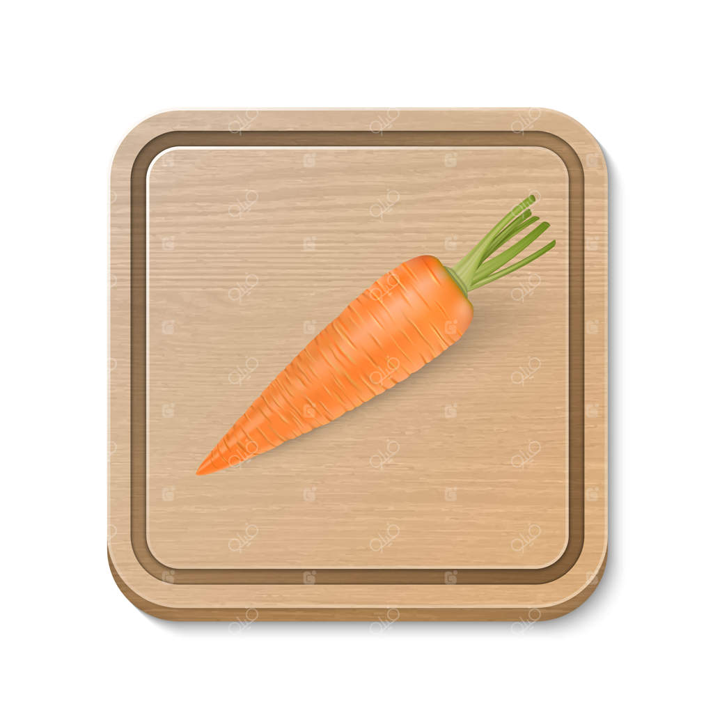 هویج واقعی روی تخته برش قهوه‌ای چوبی بر روی زمینه سفید. الگو.