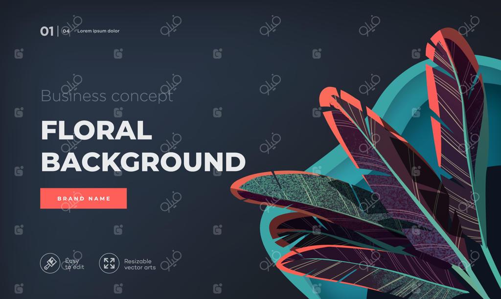 پترن صفحه فرود با طراحی مدرن و تیره - تصویرسازی وکتور گل برای سایت