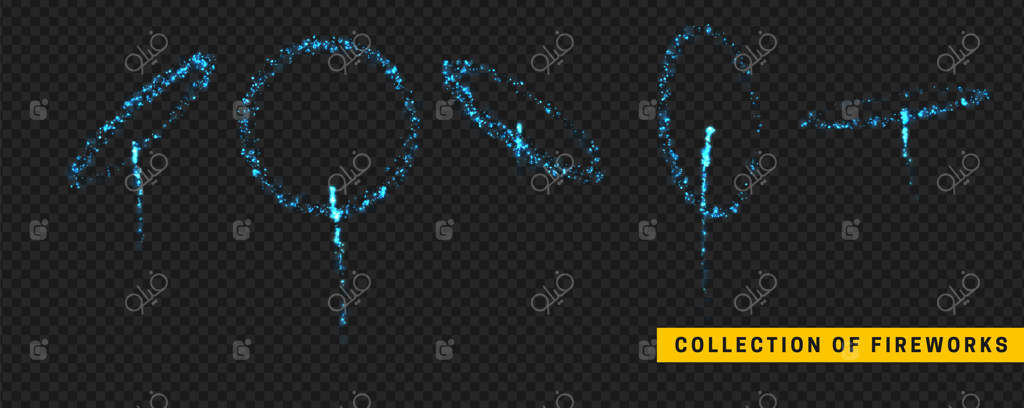 آتش‌بازی به رنگ آبی. جلوه نوری وکتور آتش‌بازی.