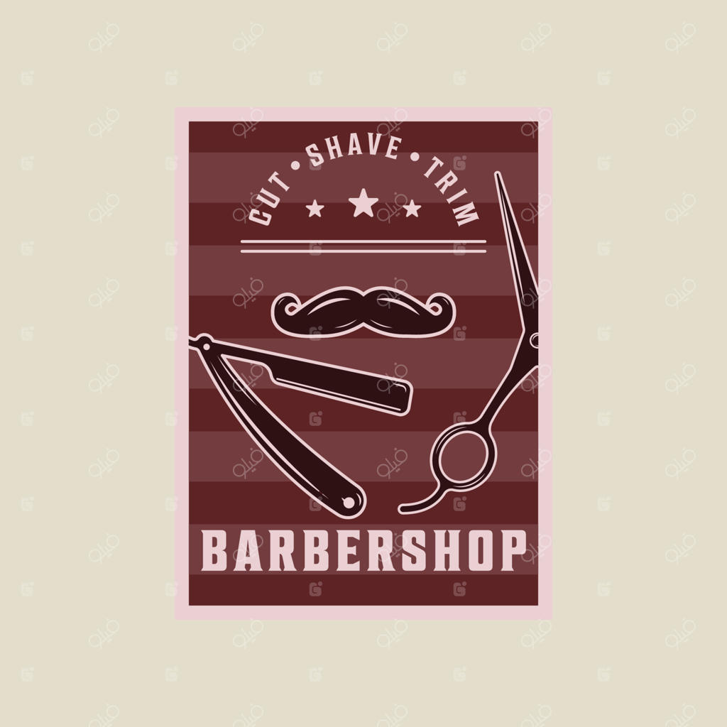 طراحی گرافیکی پوستر وکتور قدیمی آرایشگاه: قالبی برای تبلیغات با تیغه و قیچی در سبک کلاسیک وینتیج
