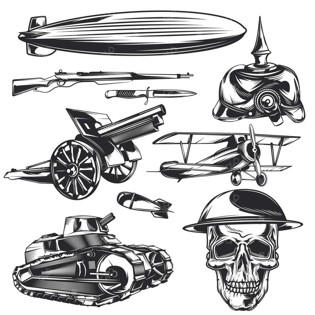 مجموعه‌ای از عناصر جنگی برای ساخت نشان‌ها، لوگوها، برچسب‌ها، پوسترها و ... خودتان.