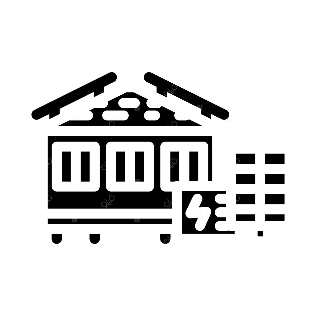 تصویر آیکون گلیف پنل‌های خورشیدی برای خانه‌های سیار