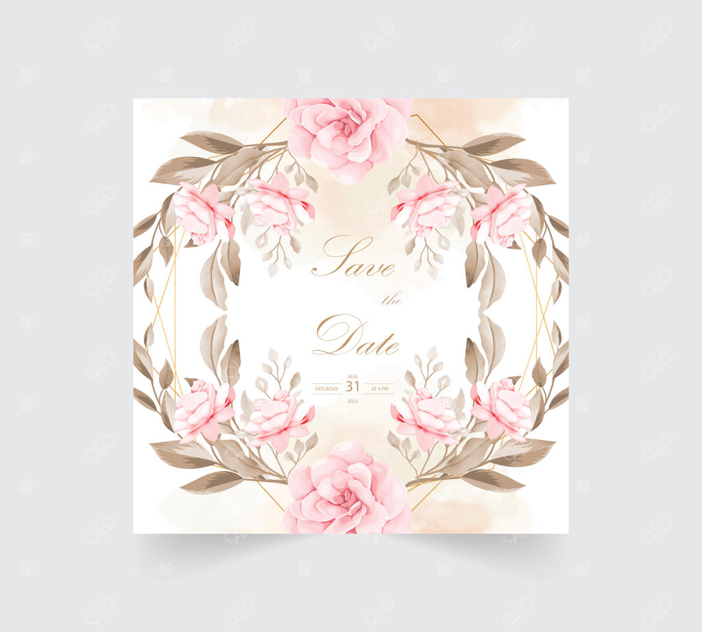 کارت دعوت عروسی با طرح تاج گل آبرنگی زیبا