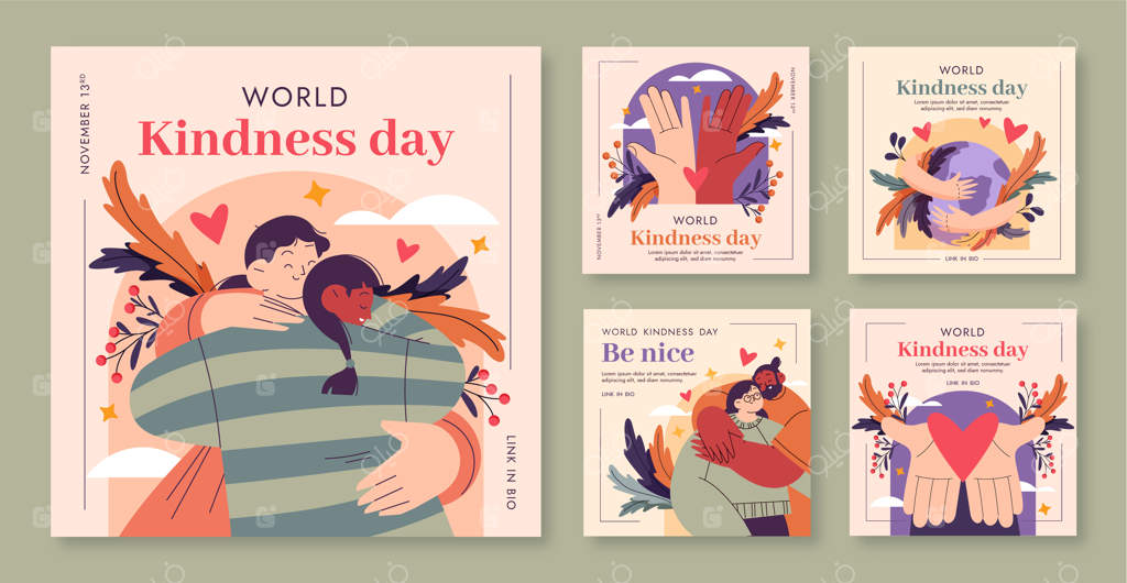 مجموعه پست‌های اینستاگرام ویژه روز جهانی مهربانی با طراحی دست‌ساز