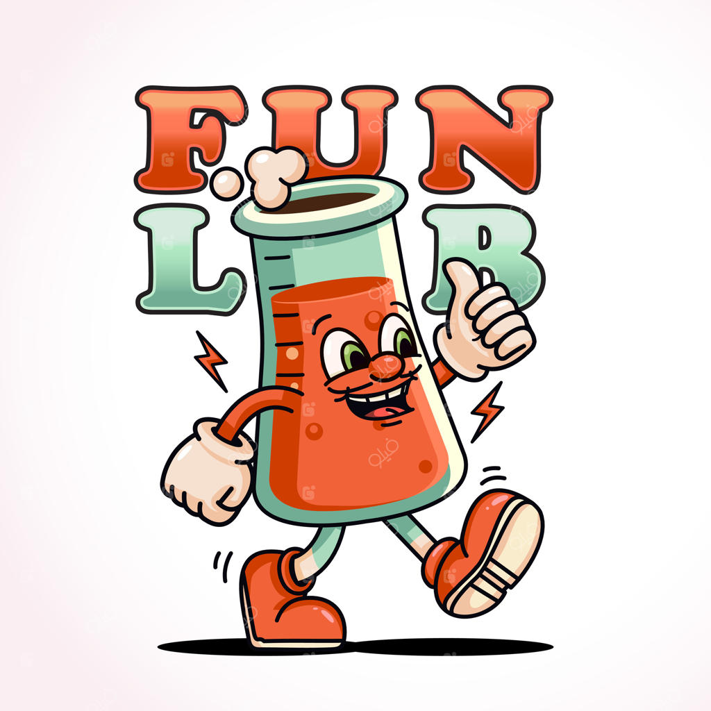 شخصیت نوستالژیک شیشه‌های آزمایشگاهی – مناسب برای لوگو، تیشرت، استیکر و پوستر