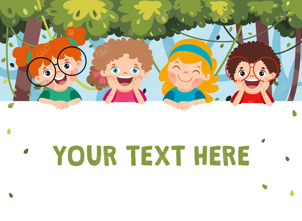 کودکان با بنر در جنگل