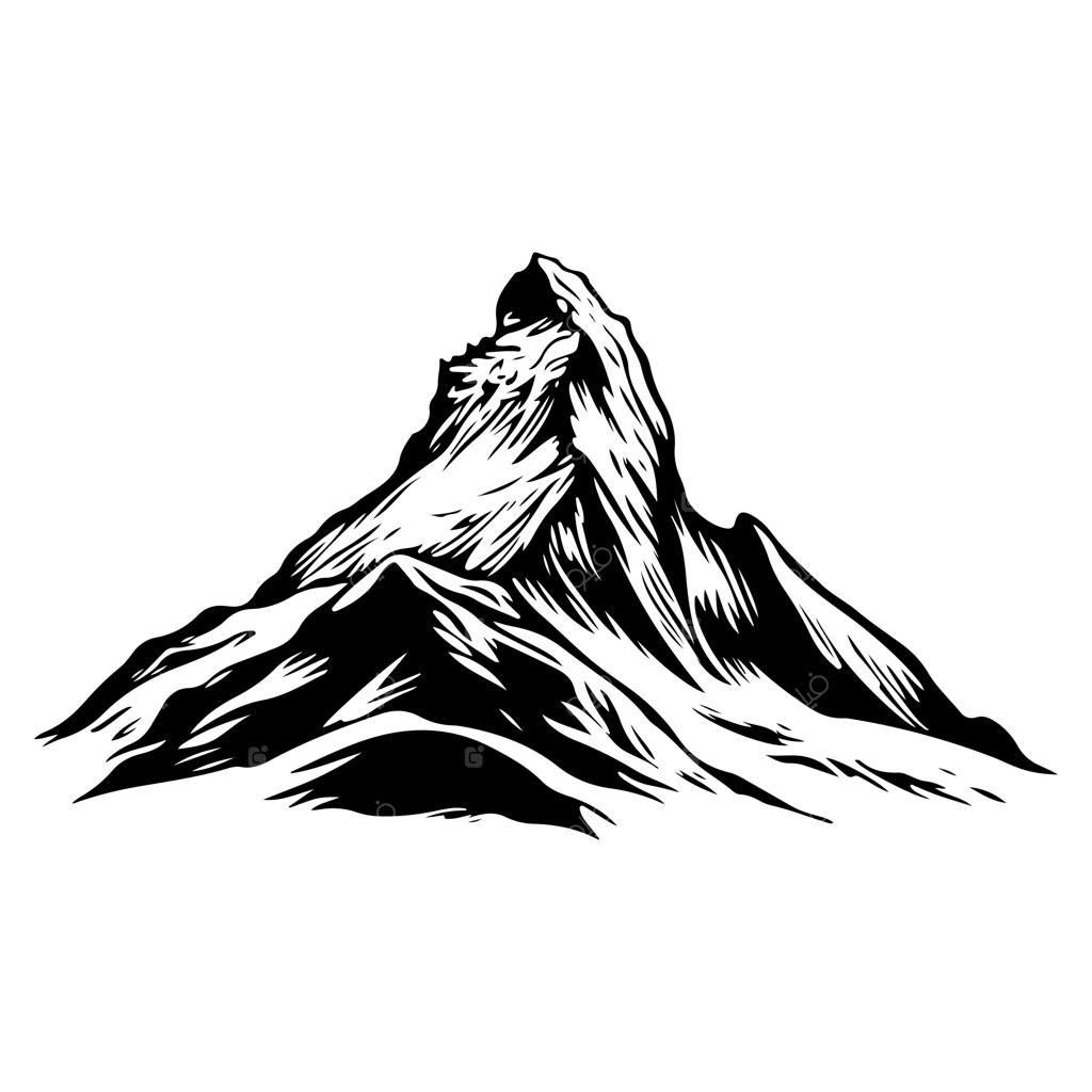 تصویرسازی وکتور آیکون سایه‌نمای کوه و قله‌های صخره‌ای