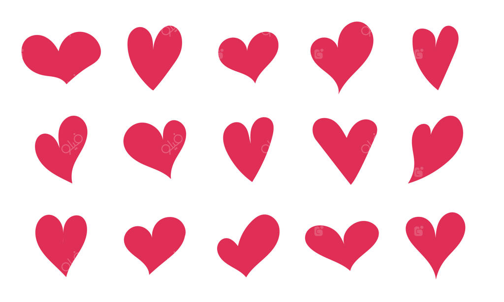 مجموعه وکتور قلب‌های قرمز طراحی شده با اشکال مختلف