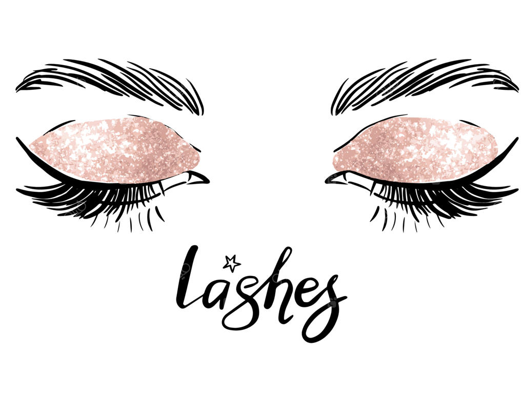 تصویرسازی وکتور با دست: ابروها و مژه‌های کشیده شده و چشم‌های بسته.