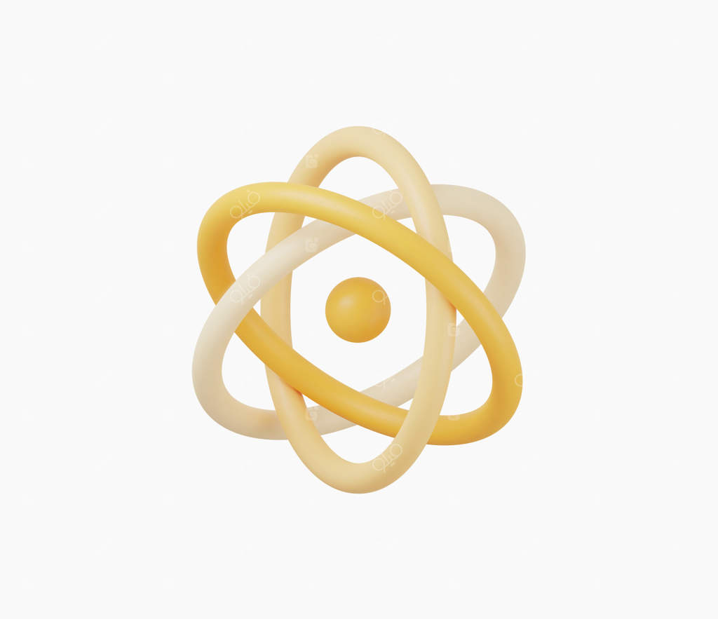 تصویر برداری سه‌بعدی واقع‌گرایانه آیکون اتم