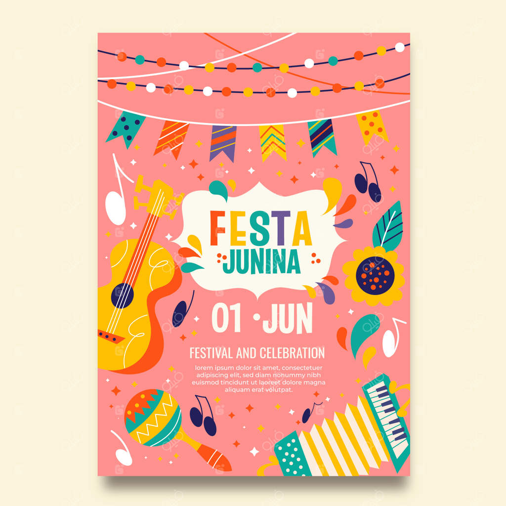 پوستر عمودی جشن های ژوئن برزیلی