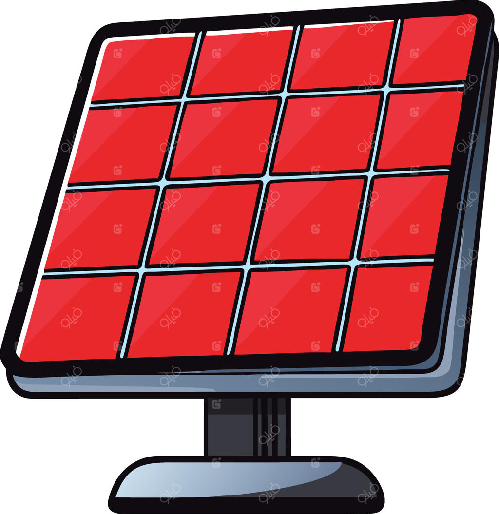 تصویرسازی صفحات خورشیدی قرمز: طراحی گرافیکی انرژی پاک و فناوری نیروی تجدیدپذیر