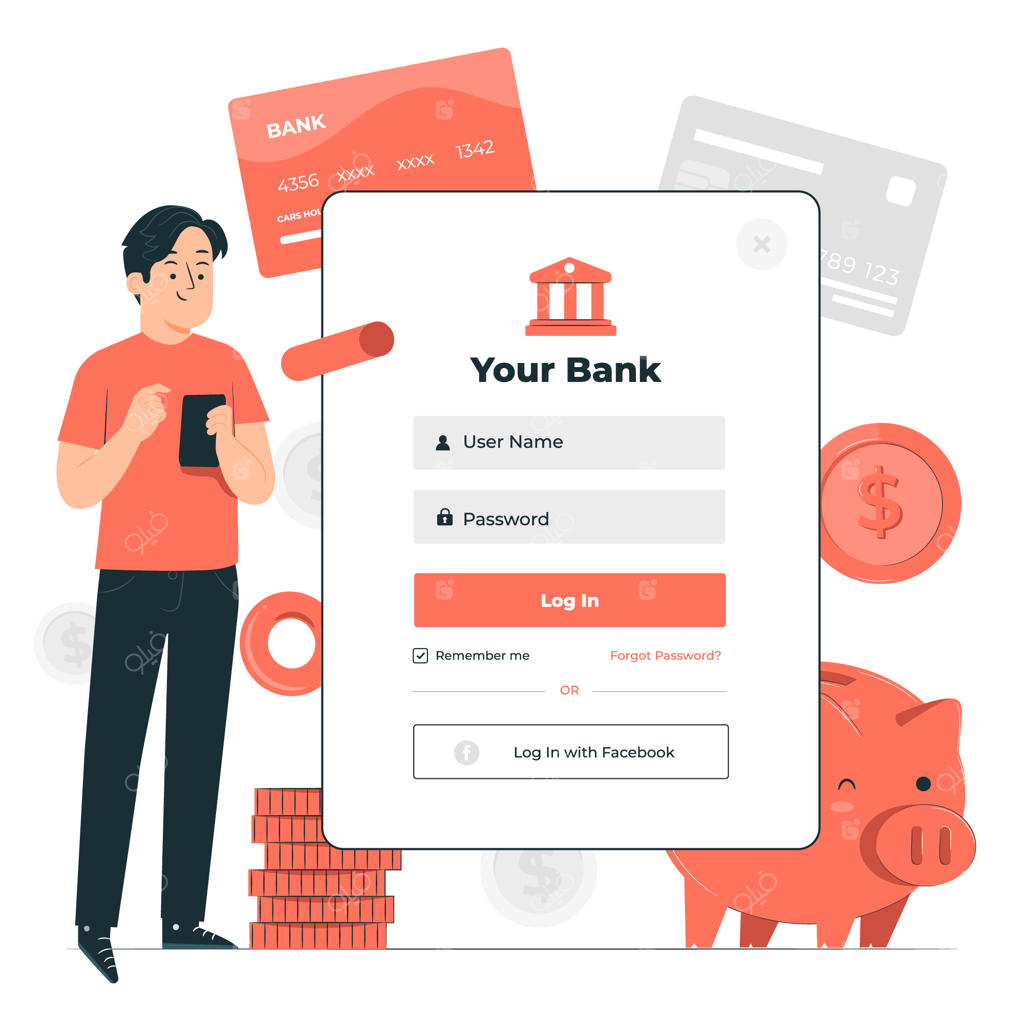 تصویرسازی مفهوم ورود به بانک