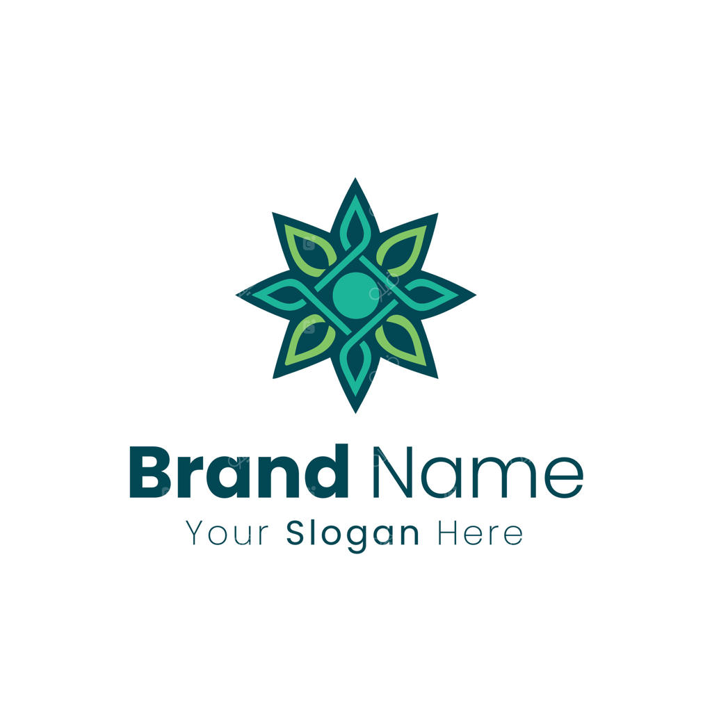 نماد گل هندسی با برگ‌های در هم‌تنیده و مرکز دایره‌ای، ساخته شده به شکل ستاره‌ای استیلیزه