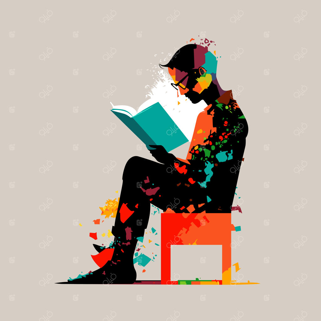 تصویرسازی وکتور انتزاعی مرد در حال مطالعه