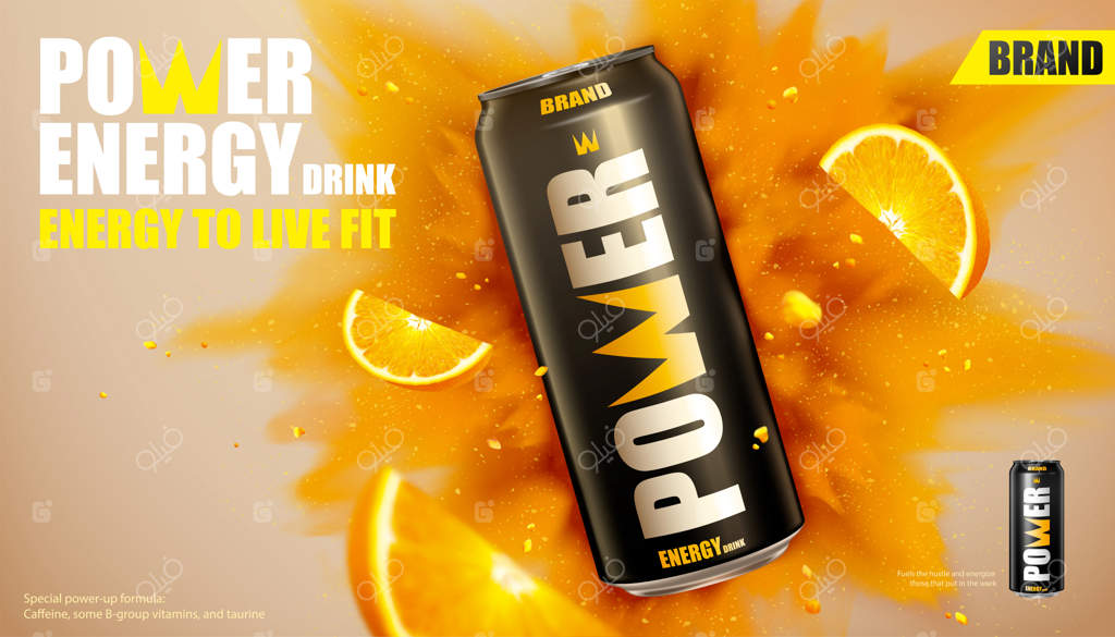 بنر تبلیغاتی نوشابه انرژی‌زای 3D Power