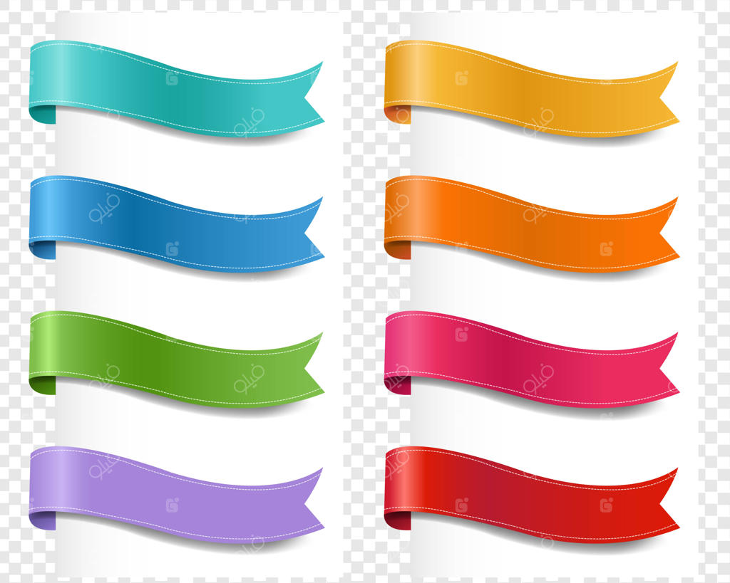 مجموعه روبان رنگارنگ با زمینه شفاف و مش‌بندی گرادیان، تصویرسازی