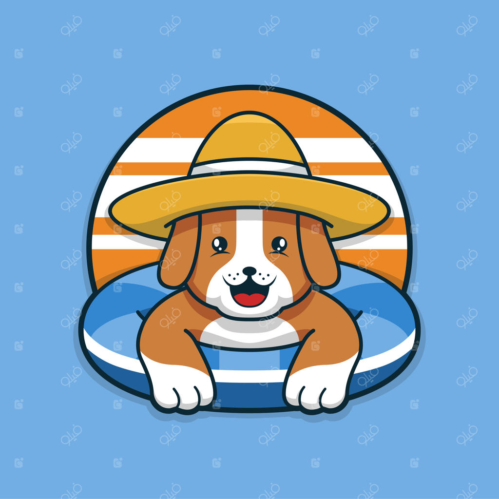 سگ بامزه در حال استراحت در استخر تابستانی