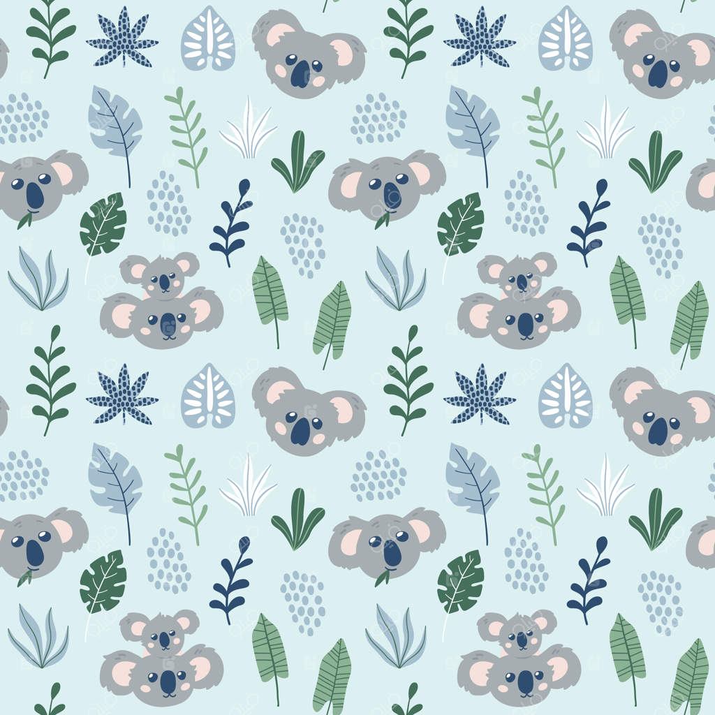 پترن بی‌وقفه بامزه کودکانه با کوآلاها.