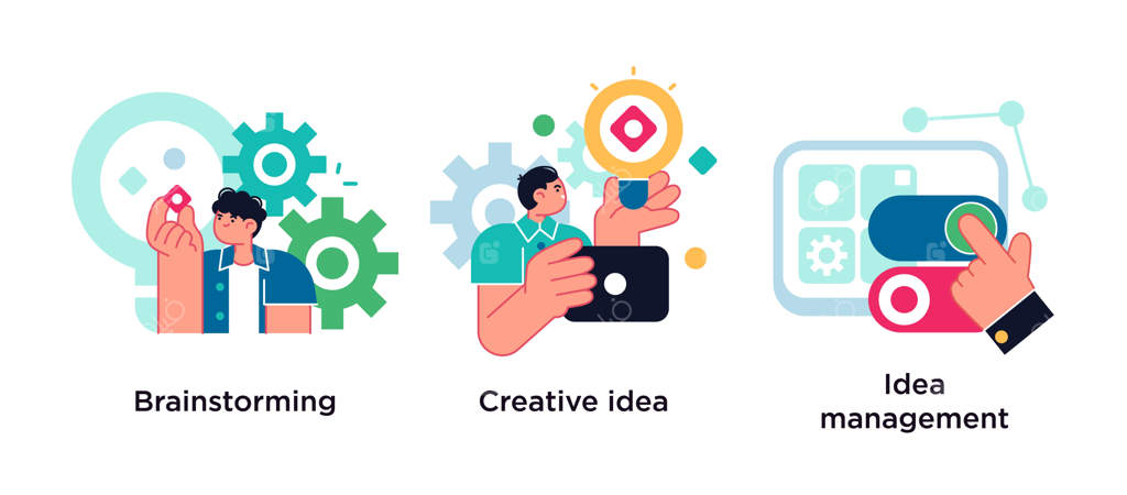 مجموعه تصویرسازی انتزاعی مفاهیم تفکر خلاق