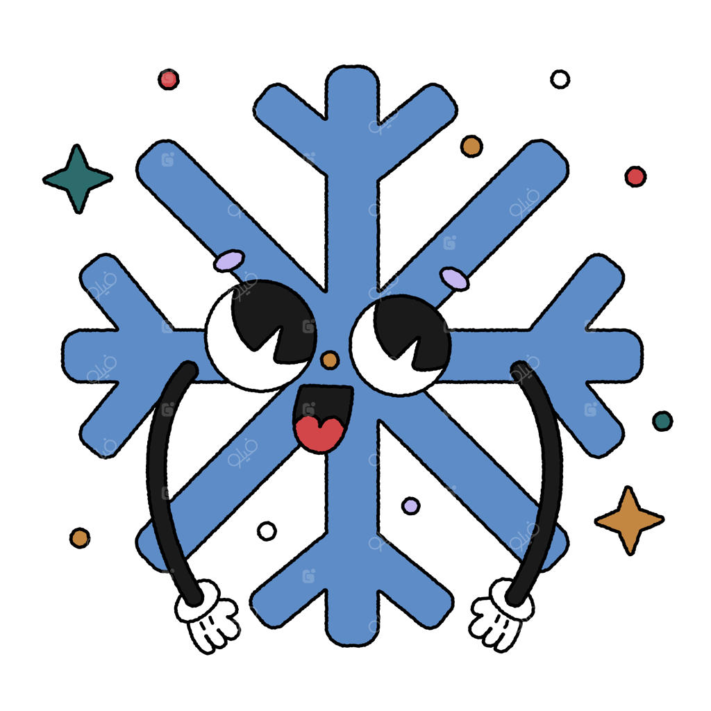 تصویرسازی وکتور دستی از کارتون بامزه و سنتی دانه برف